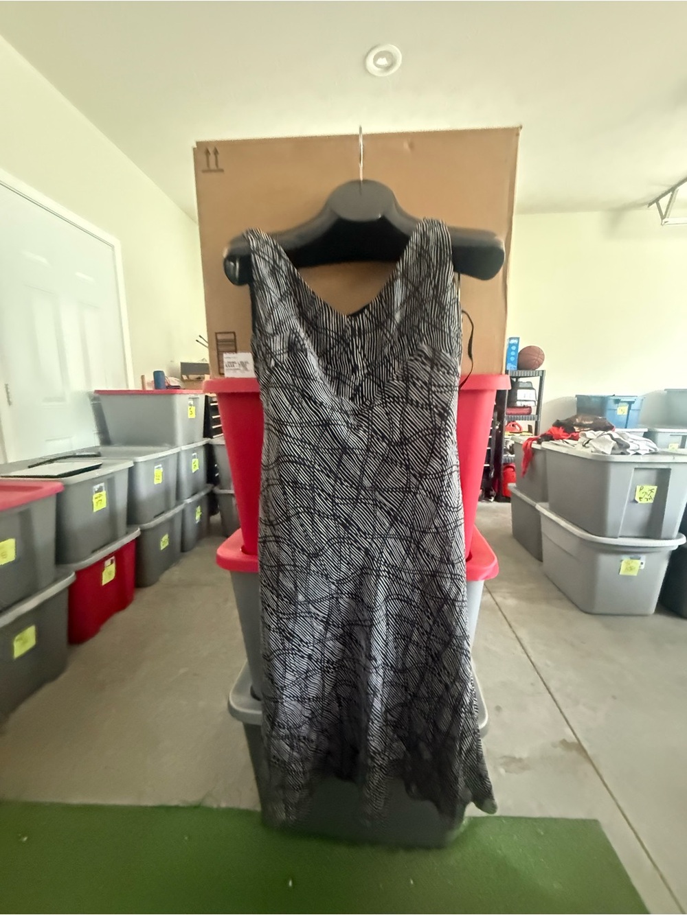 Sleeveless Black and White Printed Slip Dress